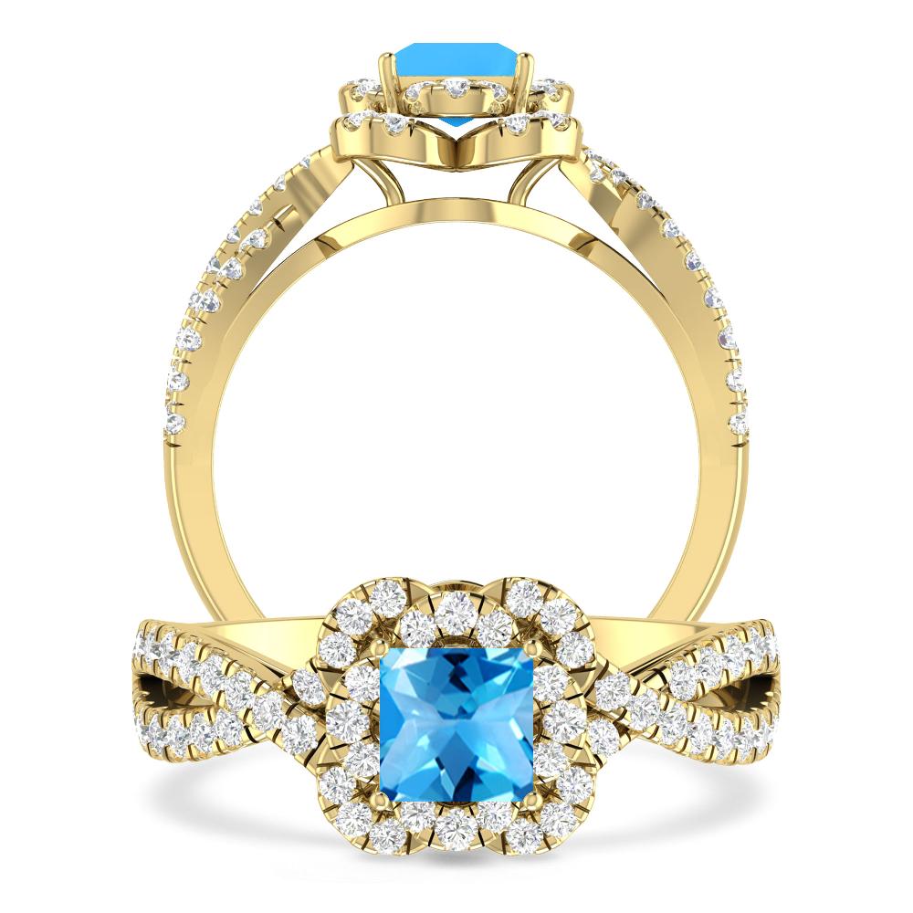 Yellow Gold - Blue Topaz