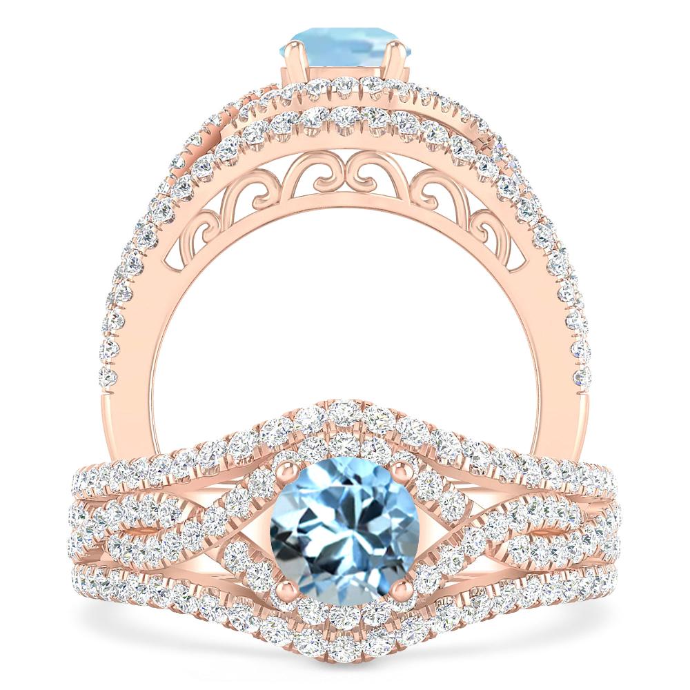 Rose Gold - Aquamarine