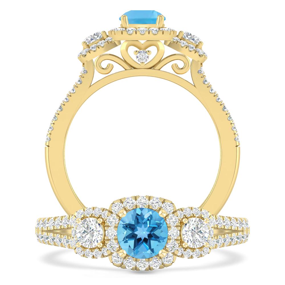 Yellow Gold - Blue Topaz