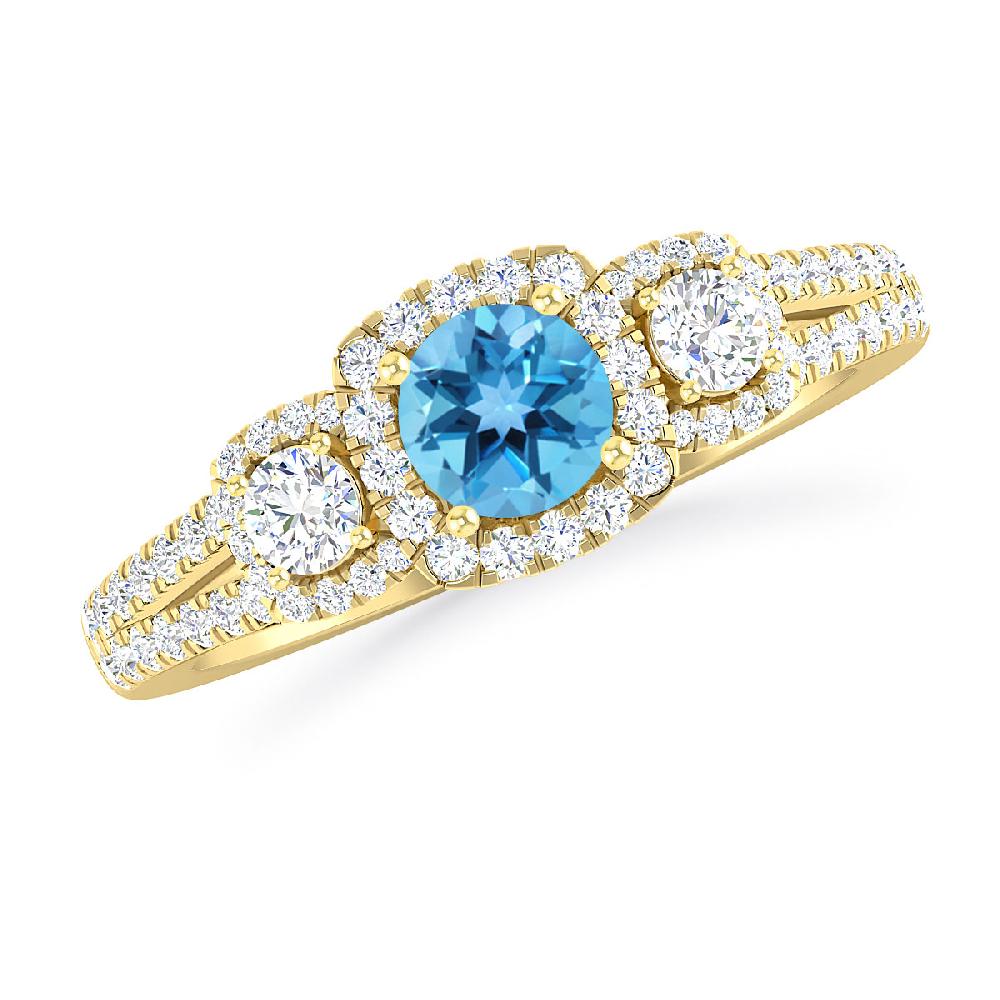 Yellow Gold - Blue Topaz