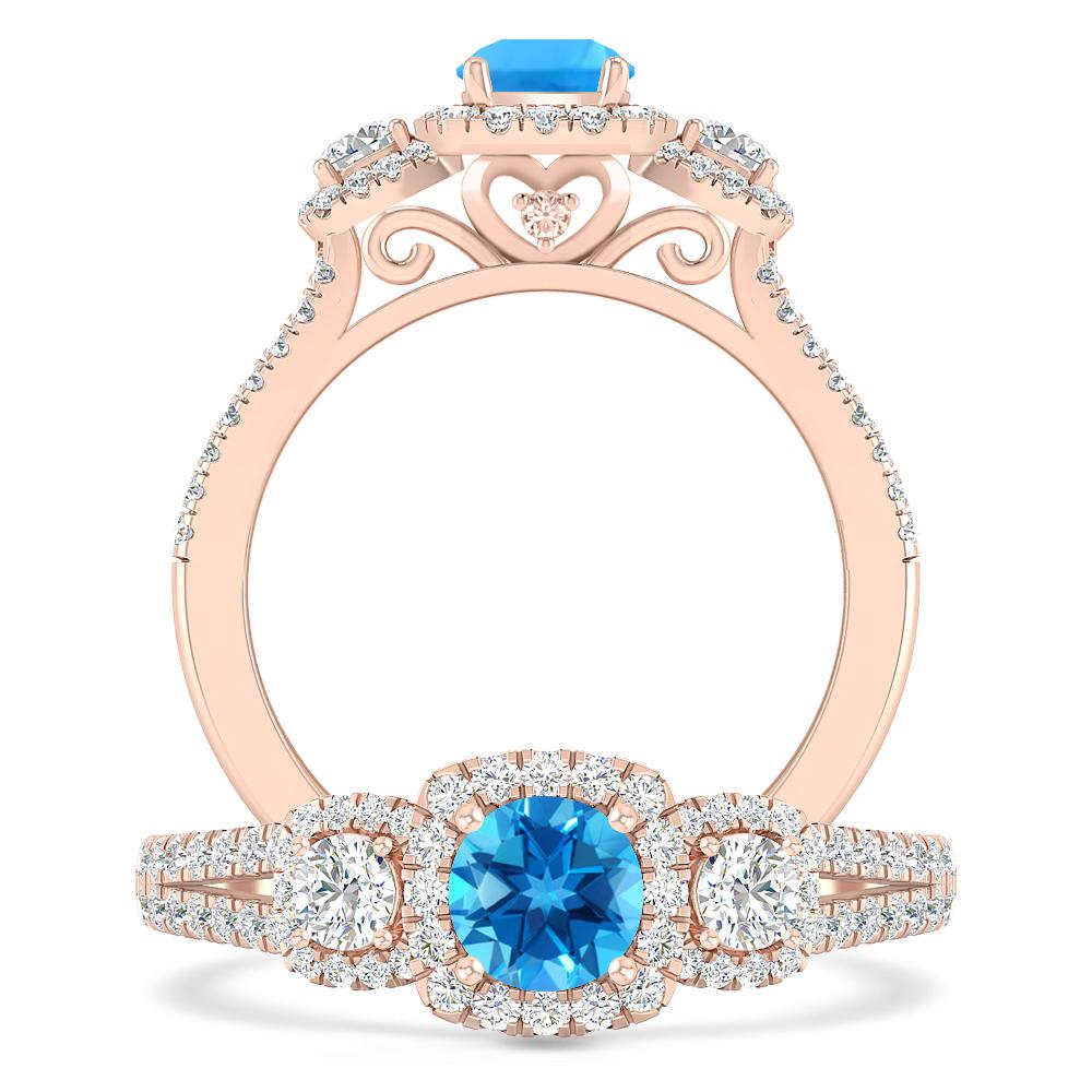 Rose Gold - Blue Topaz