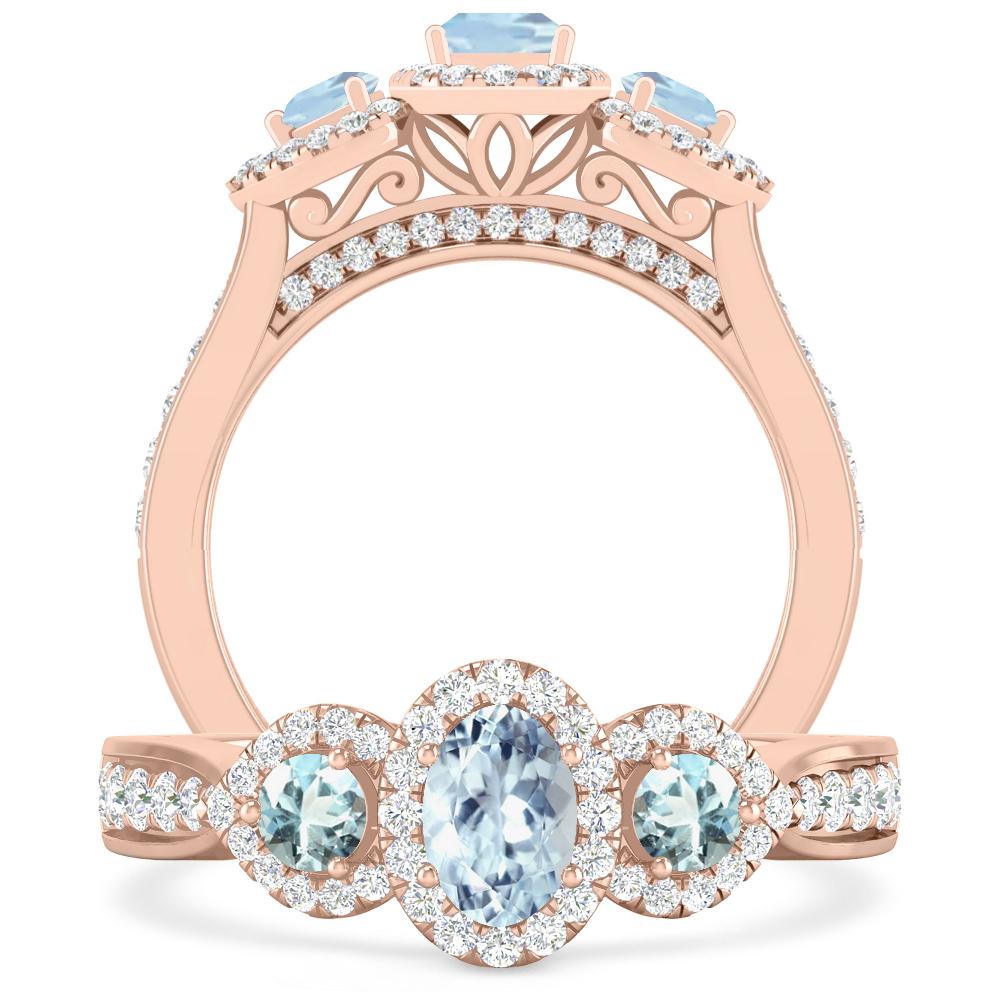 Rose Gold - Aquamarine