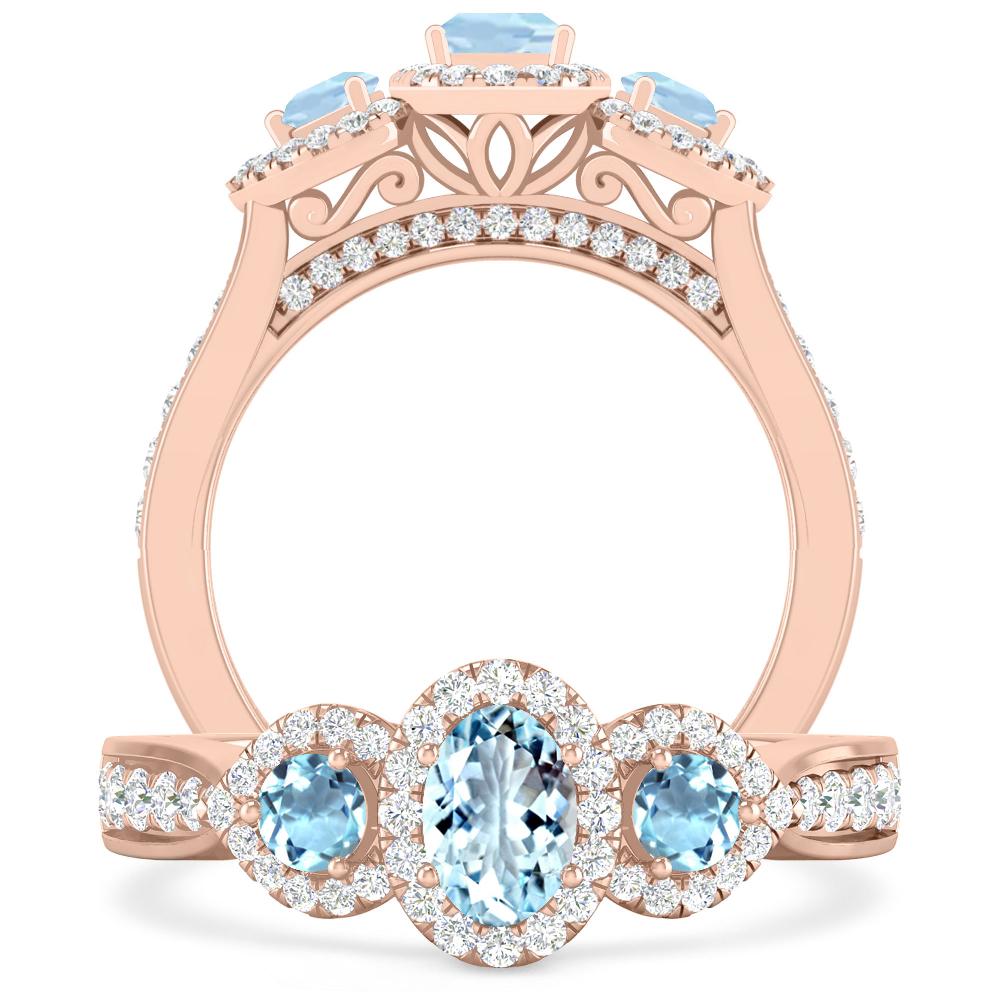 Rose Gold - Aquamarine