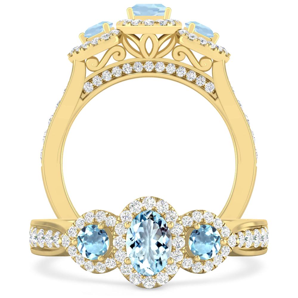 Yellow Gold - Aquamarine