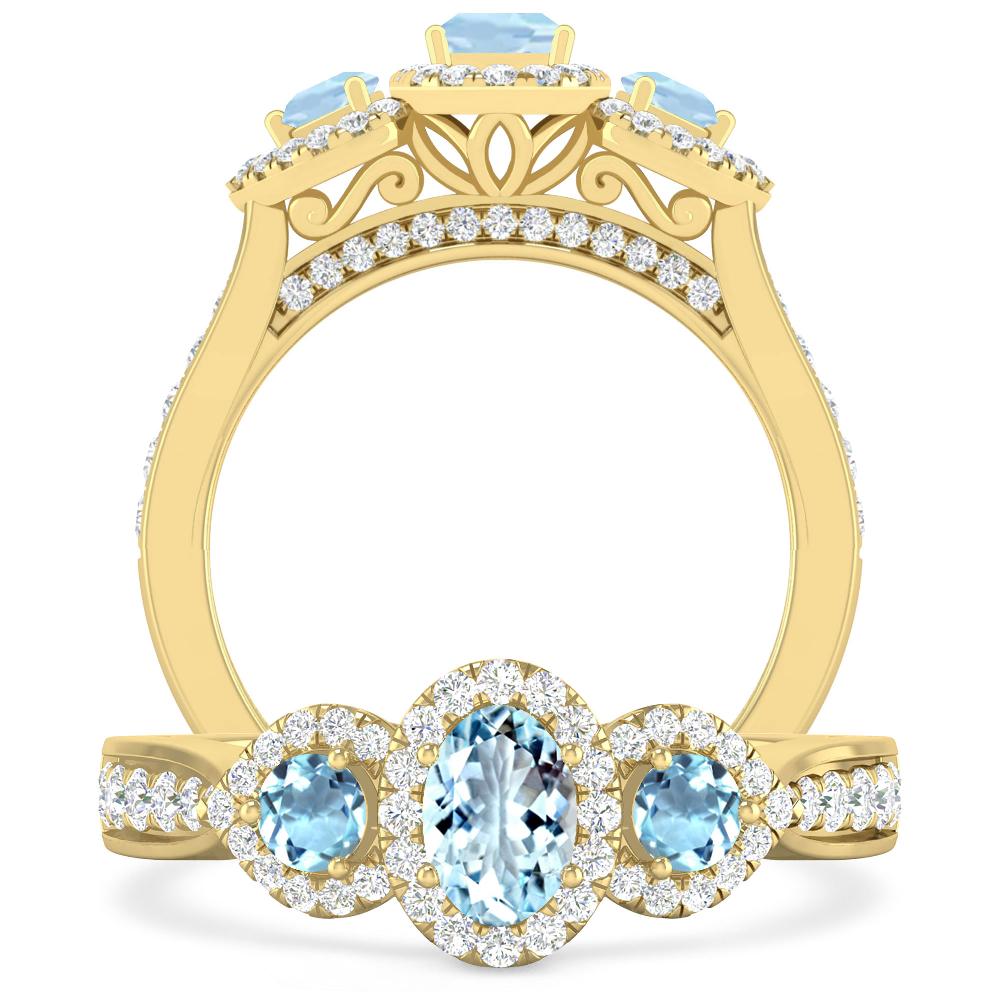 Yellow Gold - Aquamarine