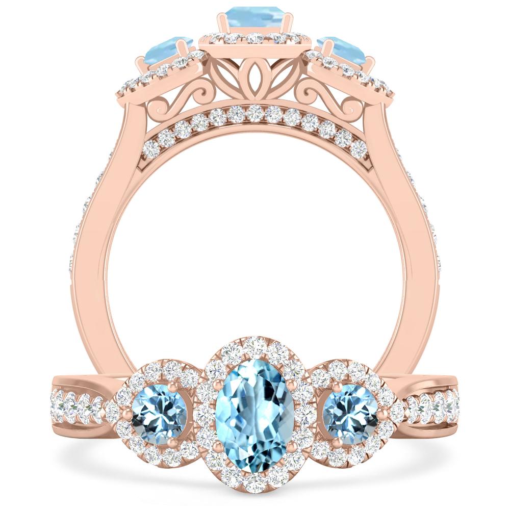 Rose Gold - Aquamarine