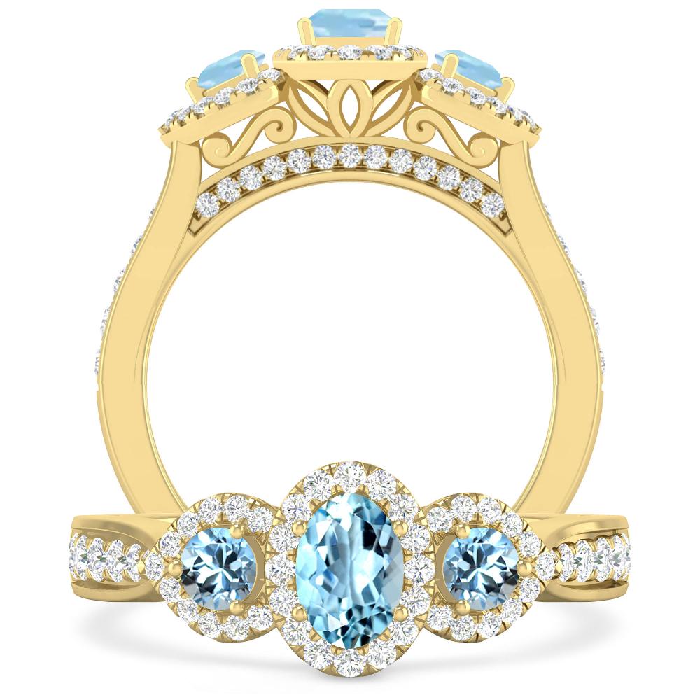 Yellow Gold - Aquamarine