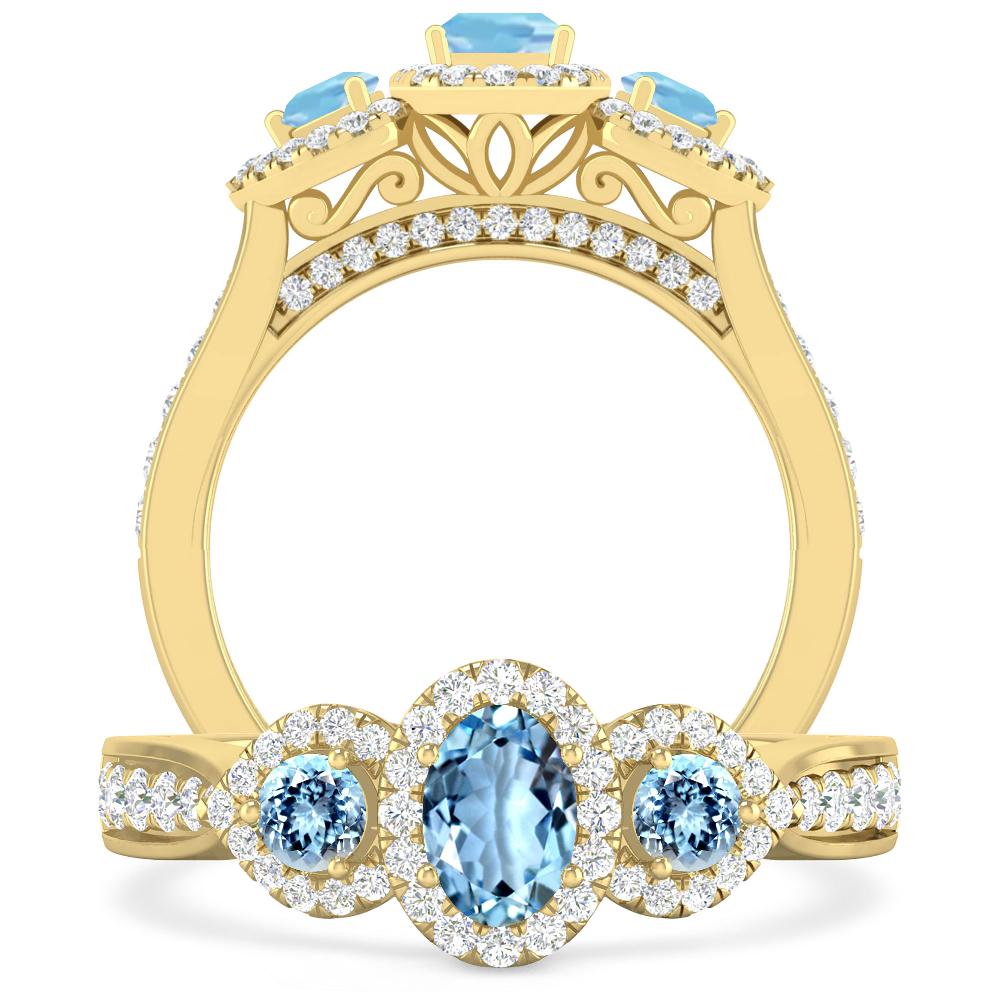 Yellow Gold - Aquamarine