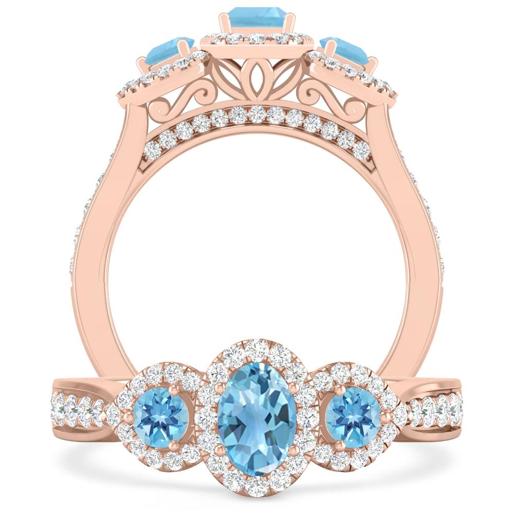 Rose Gold - Blue Topaz