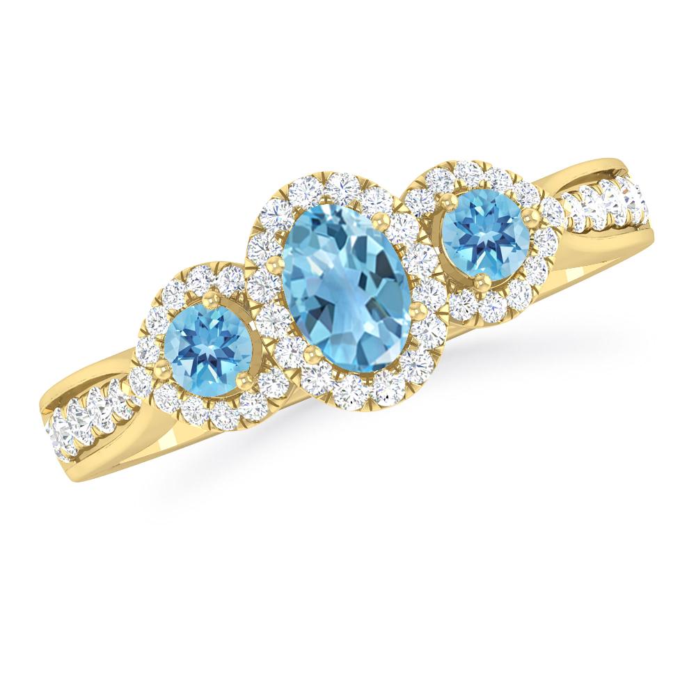 Yellow Gold - Blue Topaz