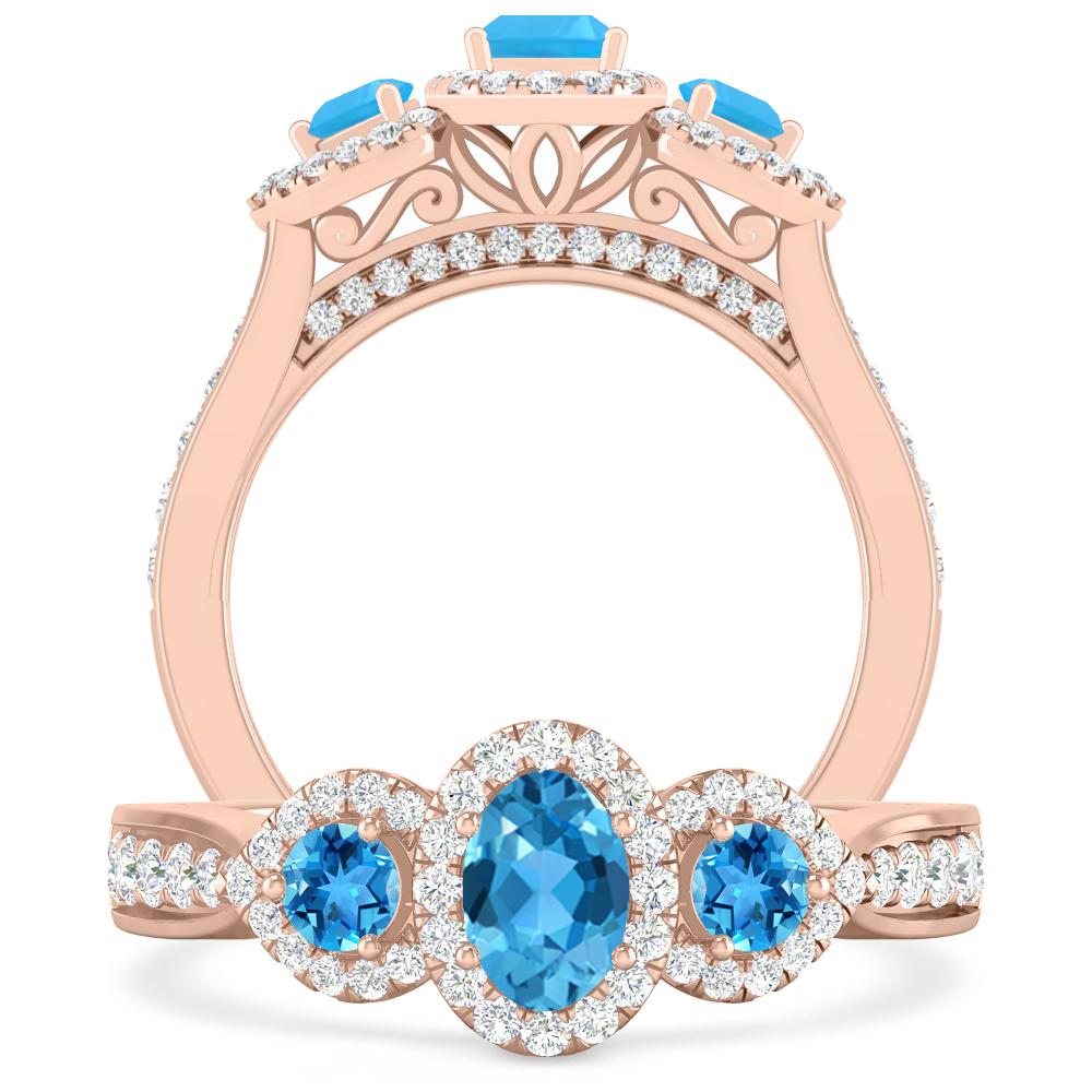 Rose Gold - Blue Topaz