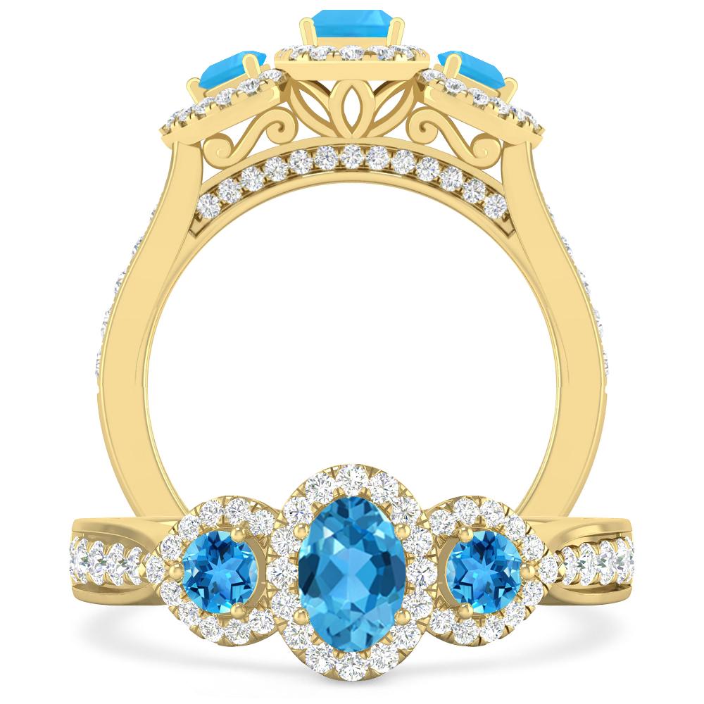 Yellow Gold - Blue Topaz