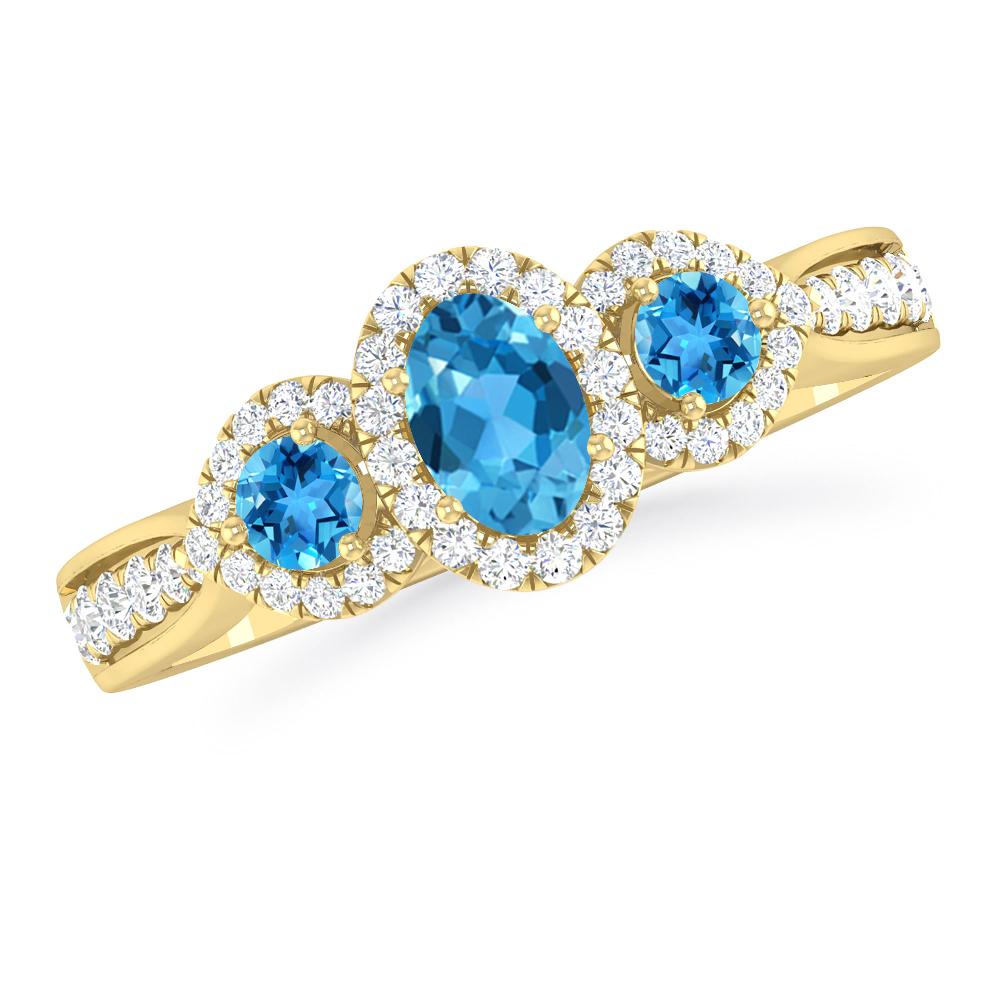 Yellow Gold - Blue Topaz