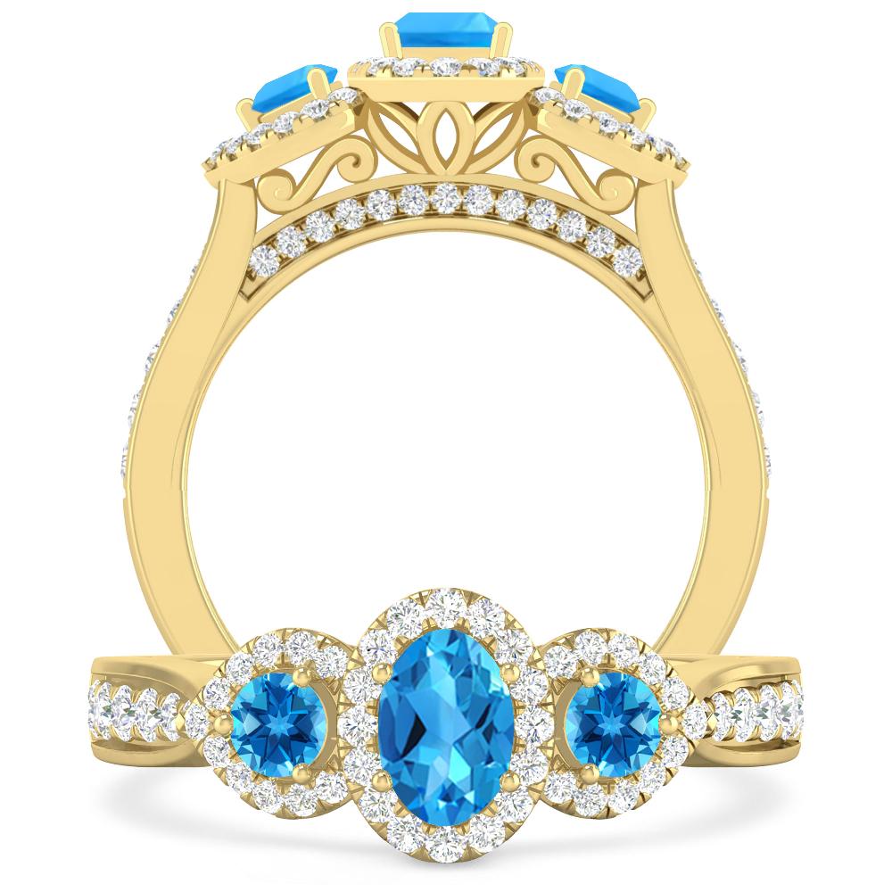 Yellow Gold - Blue Topaz