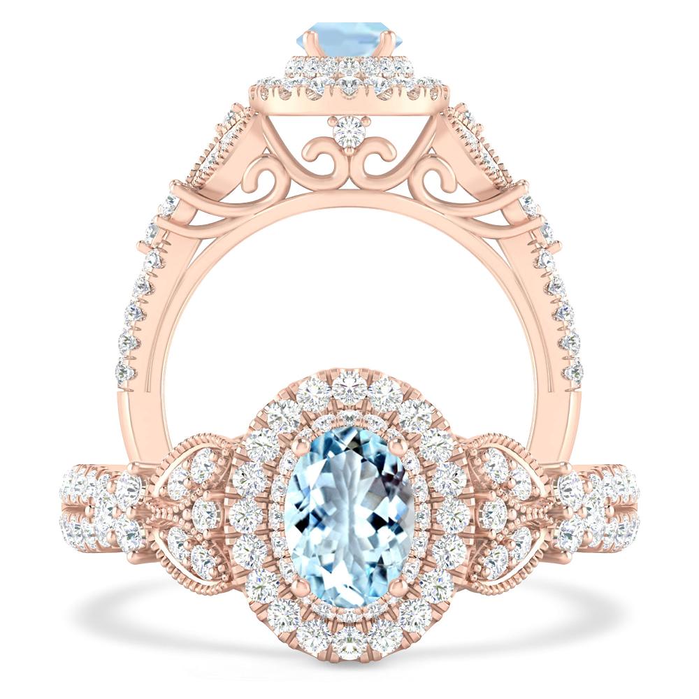 Rose Gold - Aquamarine