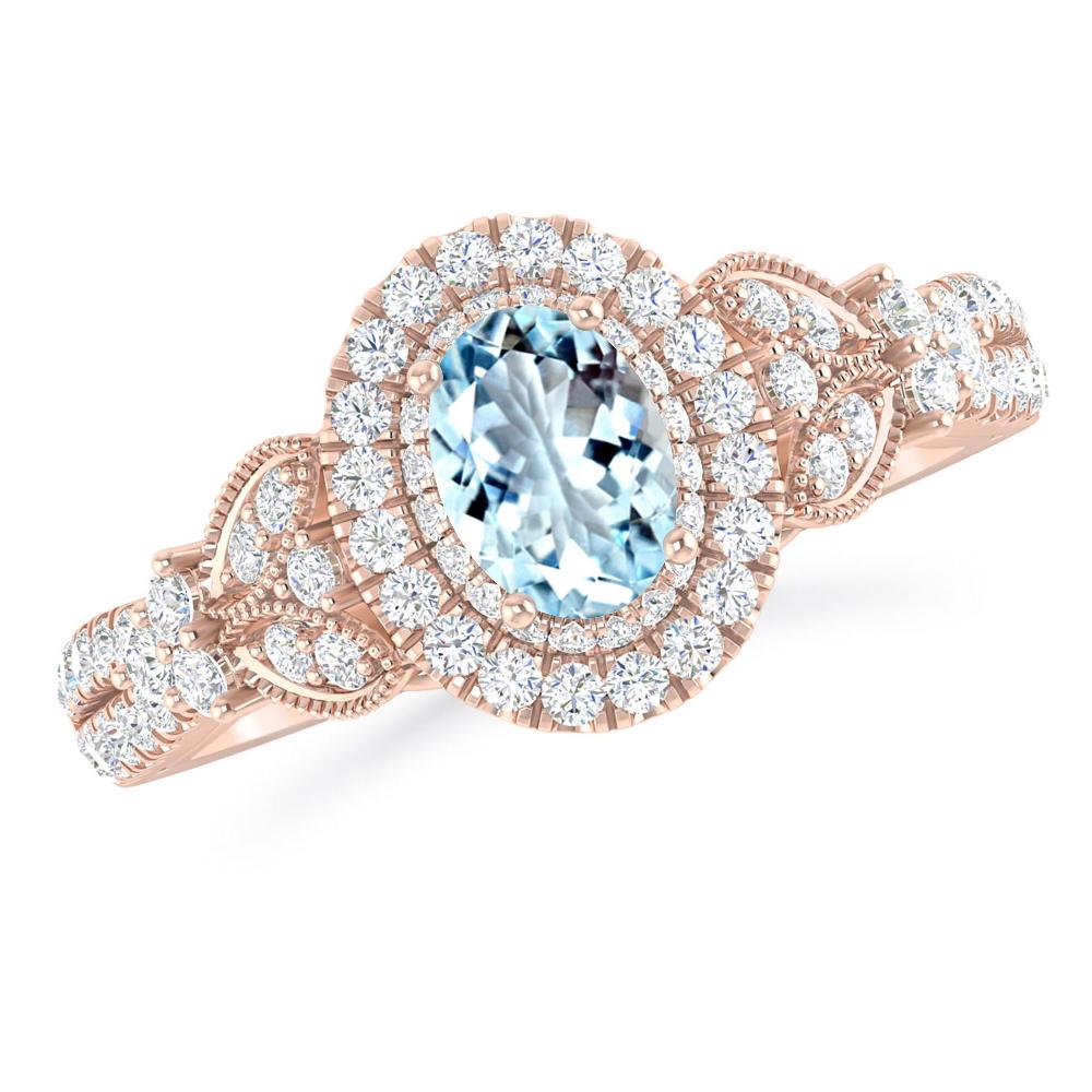 Rose Gold - Aquamarine