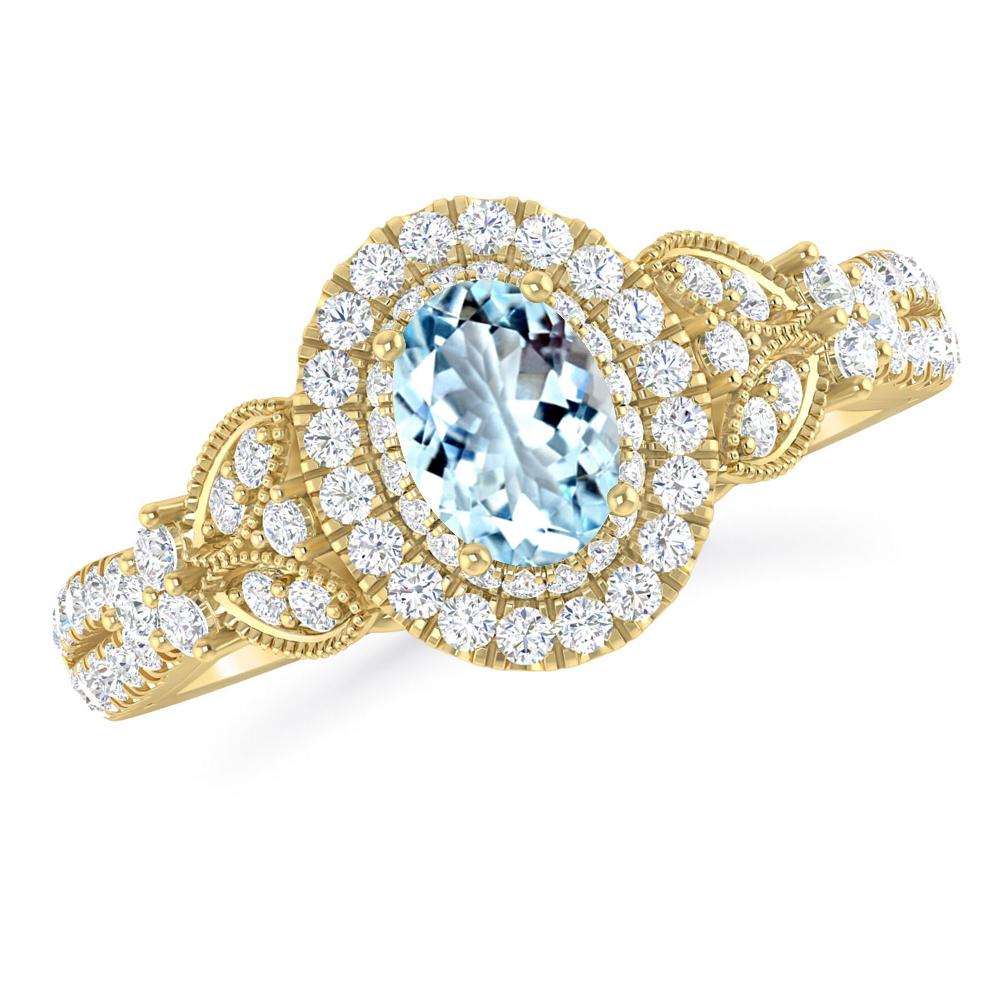 Yellow Gold - Aquamarine