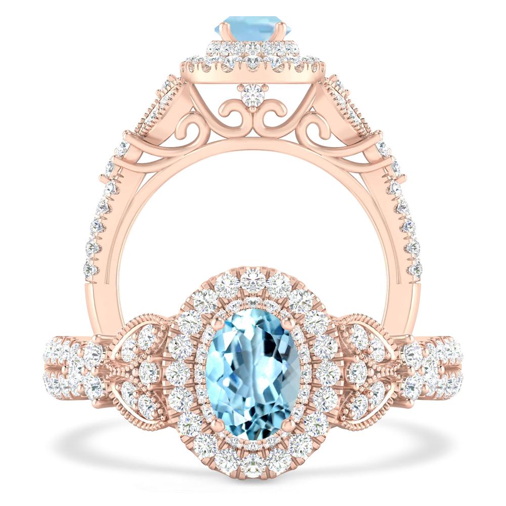 Rose Gold - Aquamarine
