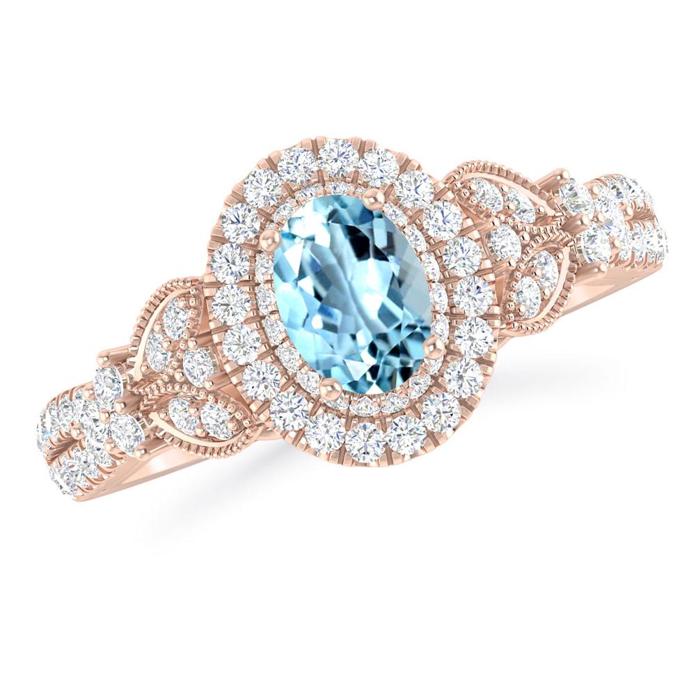 Rose Gold - Aquamarine