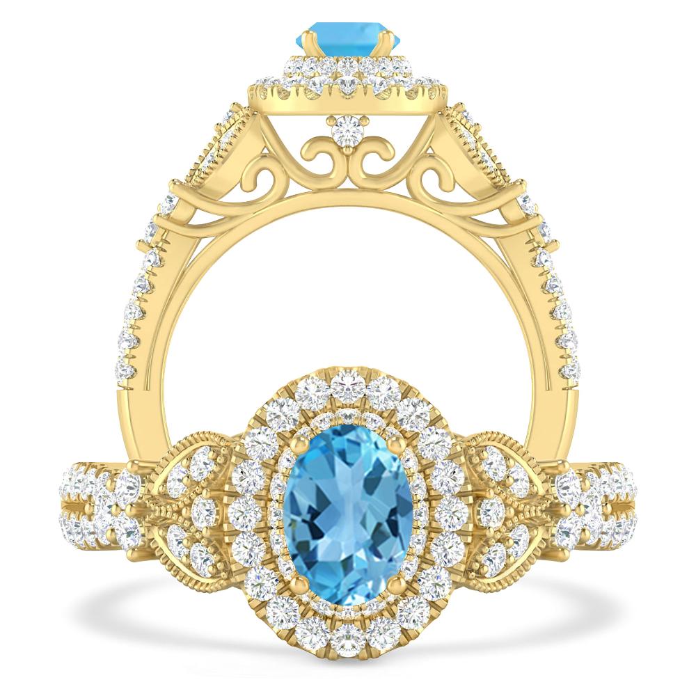 Yellow Gold - Blue Topaz