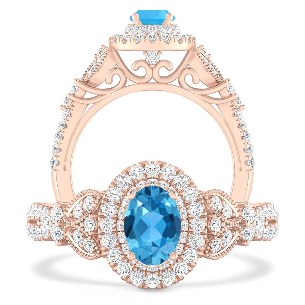 Rose Gold - Blue Topaz