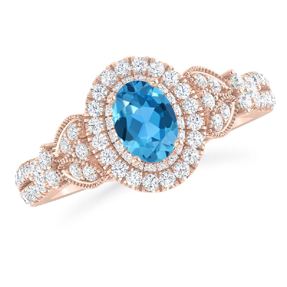 Rose Gold - Blue Topaz
