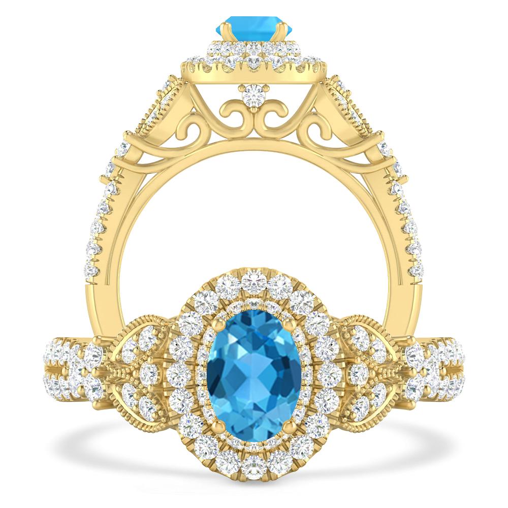 Yellow Gold - Blue Topaz