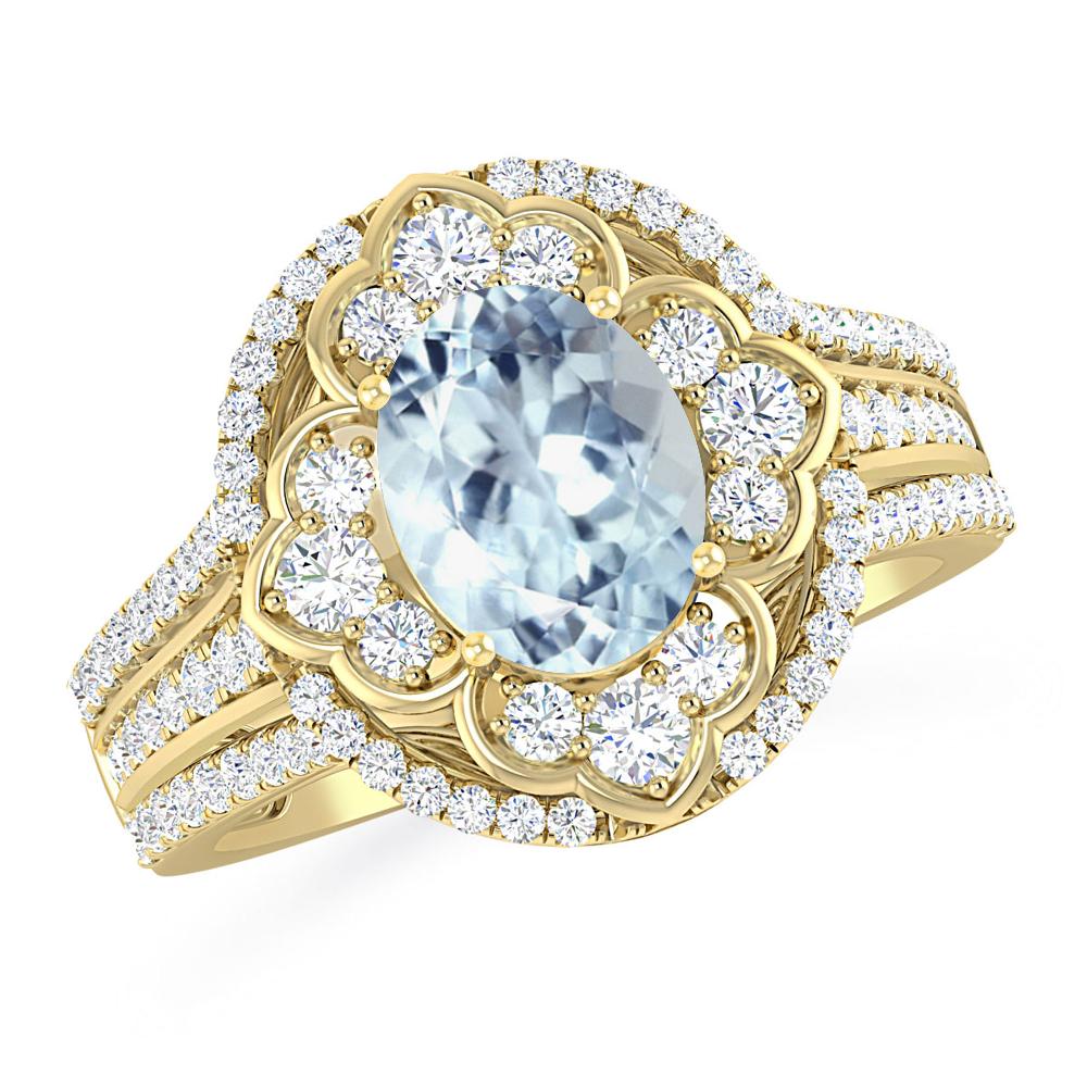 Yellow Gold - Aquamarine