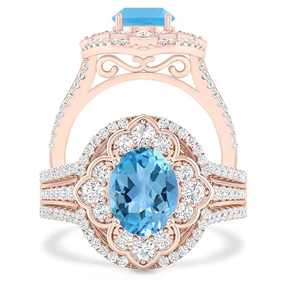Rose Gold - Blue Topaz