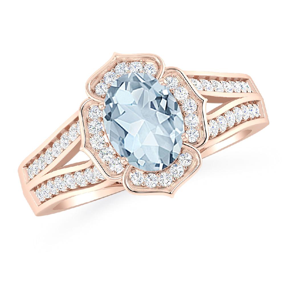 Rose Gold - Aquamarine