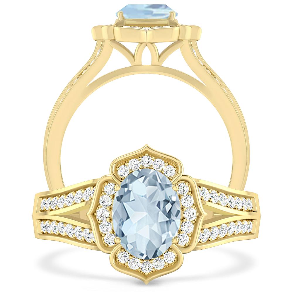 Yellow Gold - Aquamarine