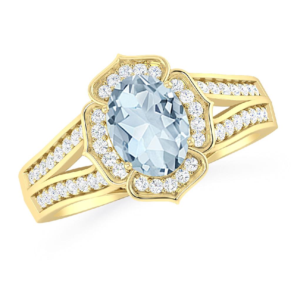 Yellow Gold - Aquamarine