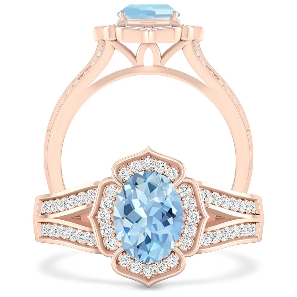 Rose Gold - Aquamarine