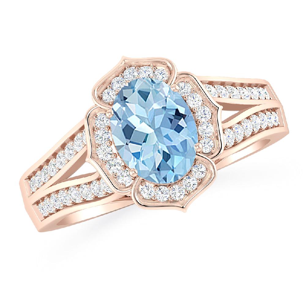 Rose Gold - Aquamarine