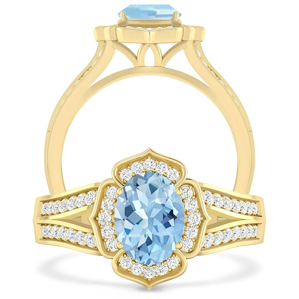 Yellow Gold - Aquamarine