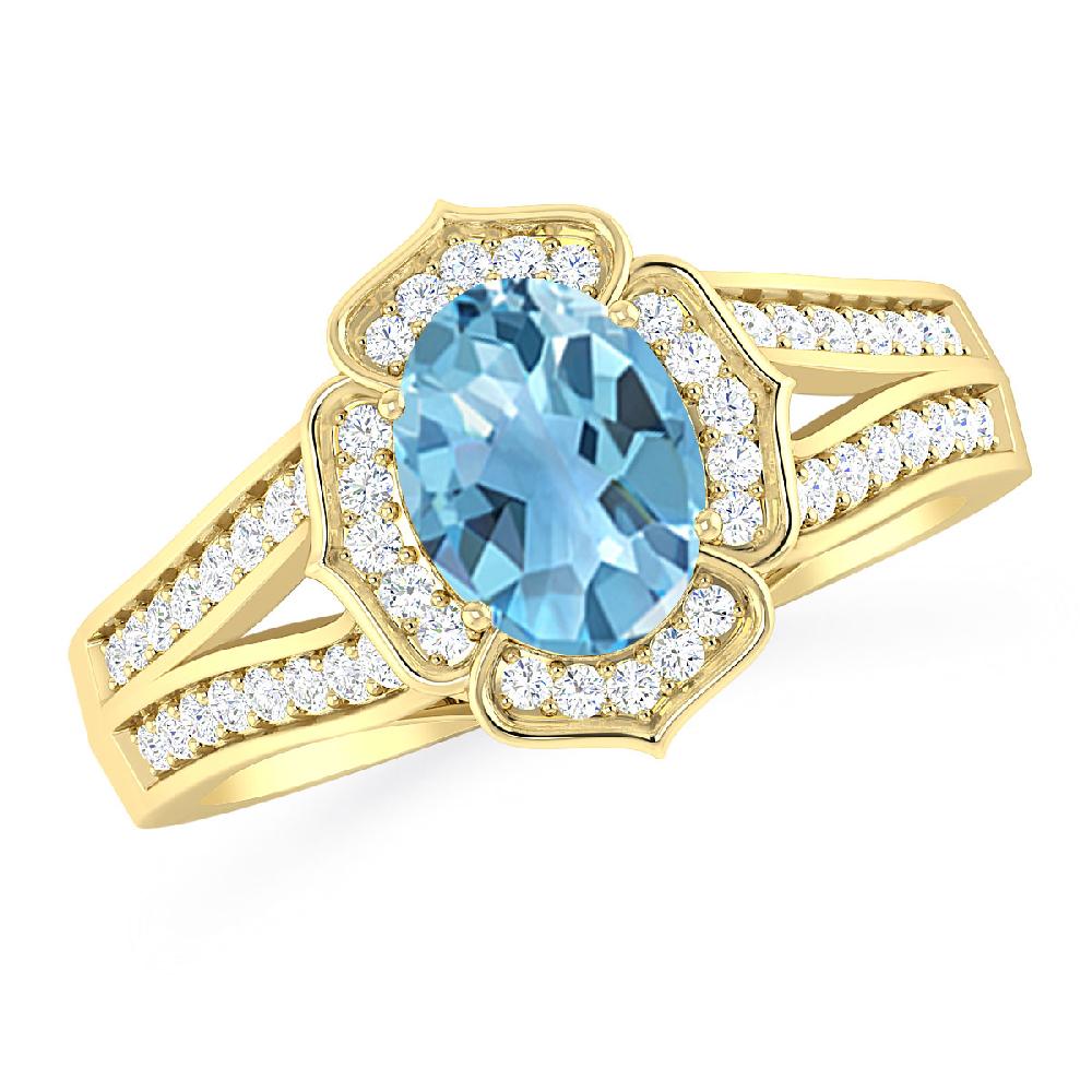 Yellow Gold - Blue Topaz