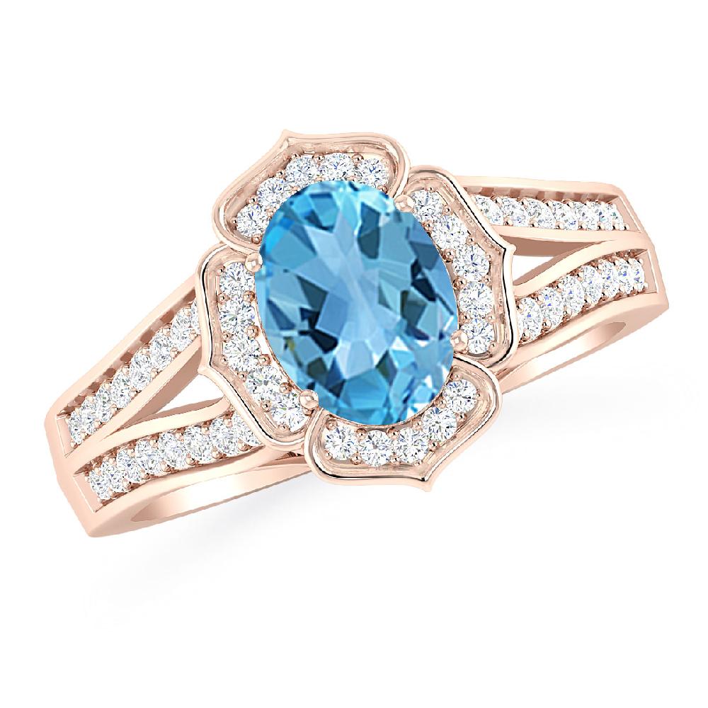 Rose Gold - Blue Topaz