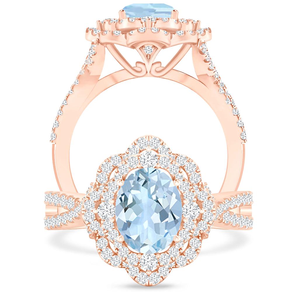 Rose Gold - Aquamarine