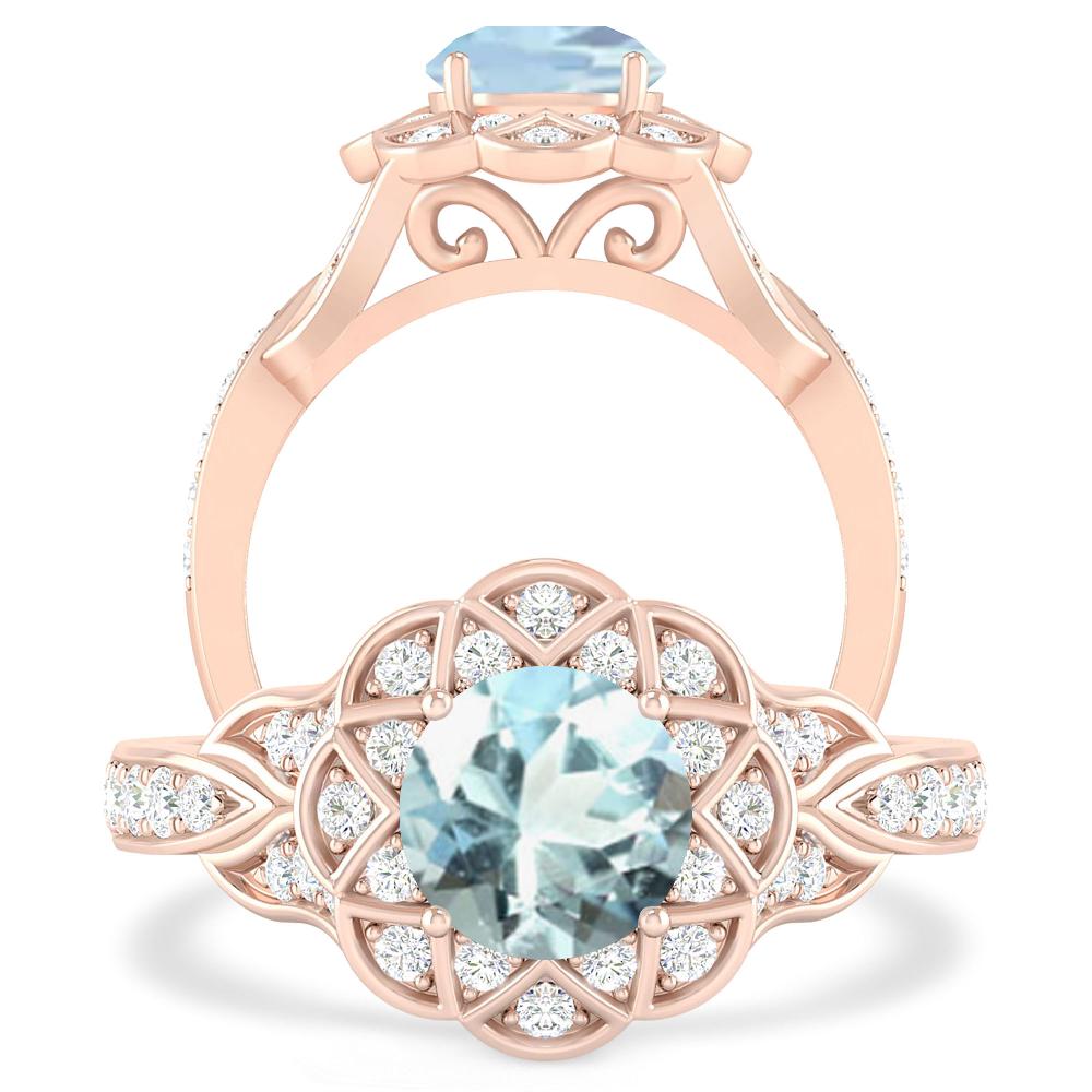 Rose Gold - Aquamarine
