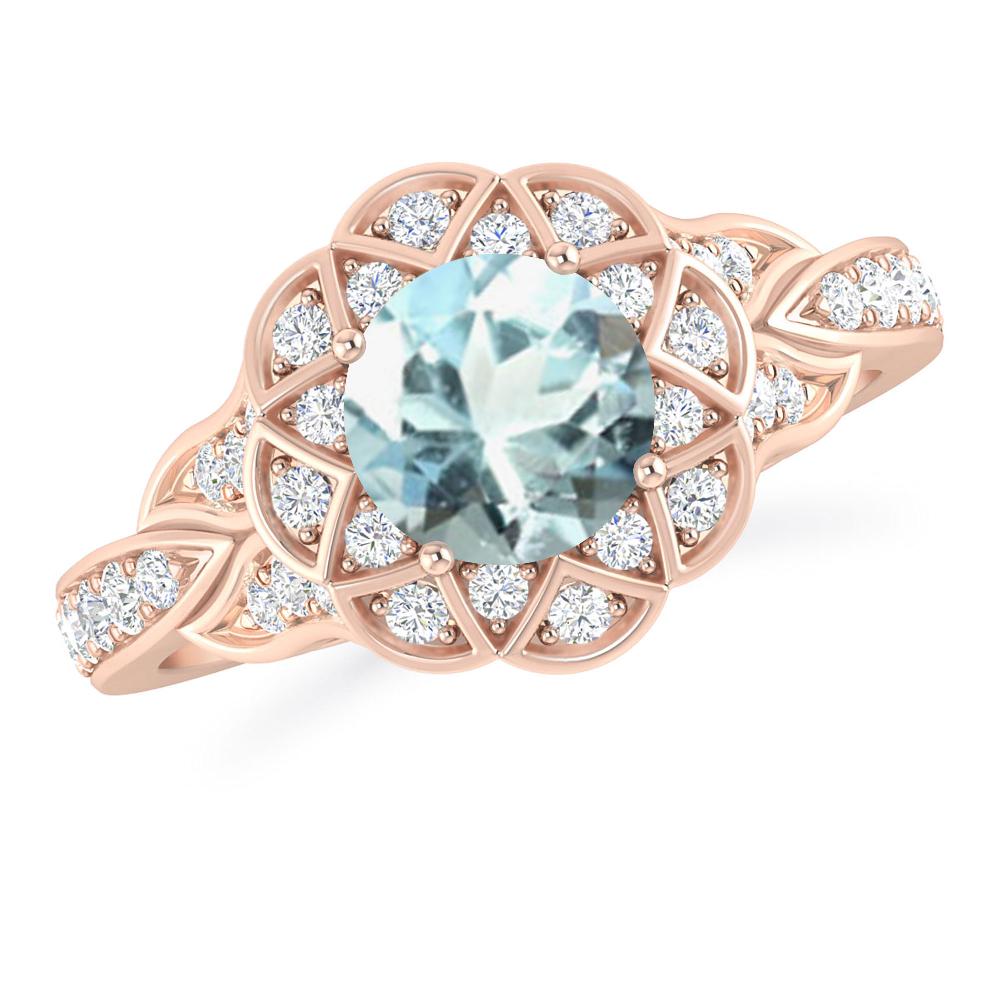 Rose Gold - Aquamarine