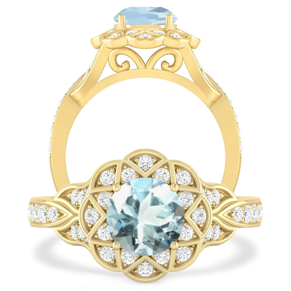 Yellow Gold - Aquamarine