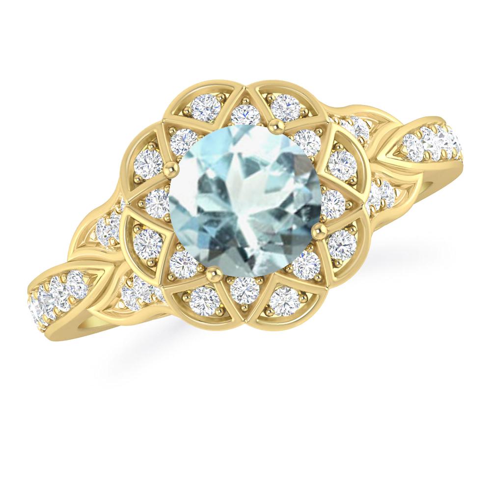 Yellow Gold - Aquamarine