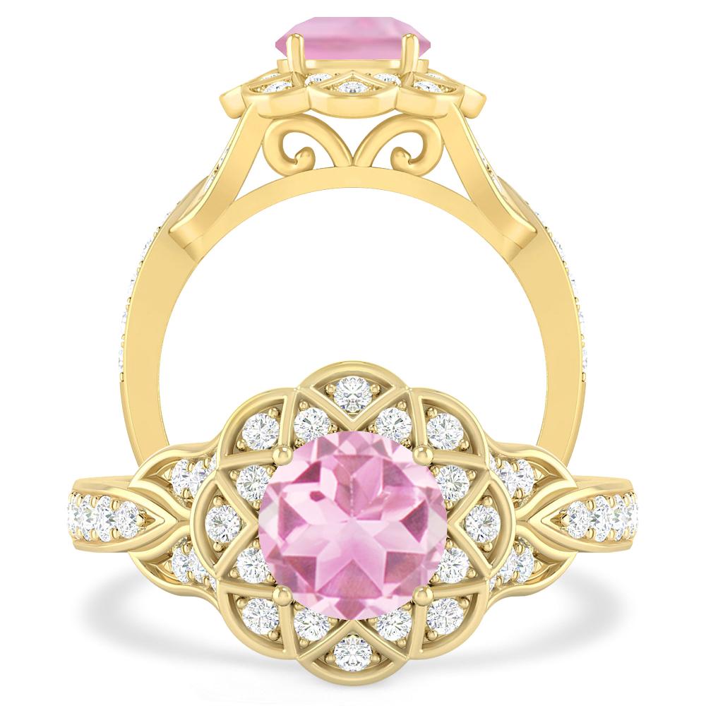 Yellow Gold - Pink Tourmaline