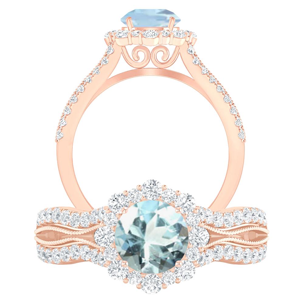 Rose Gold - Aquamarine