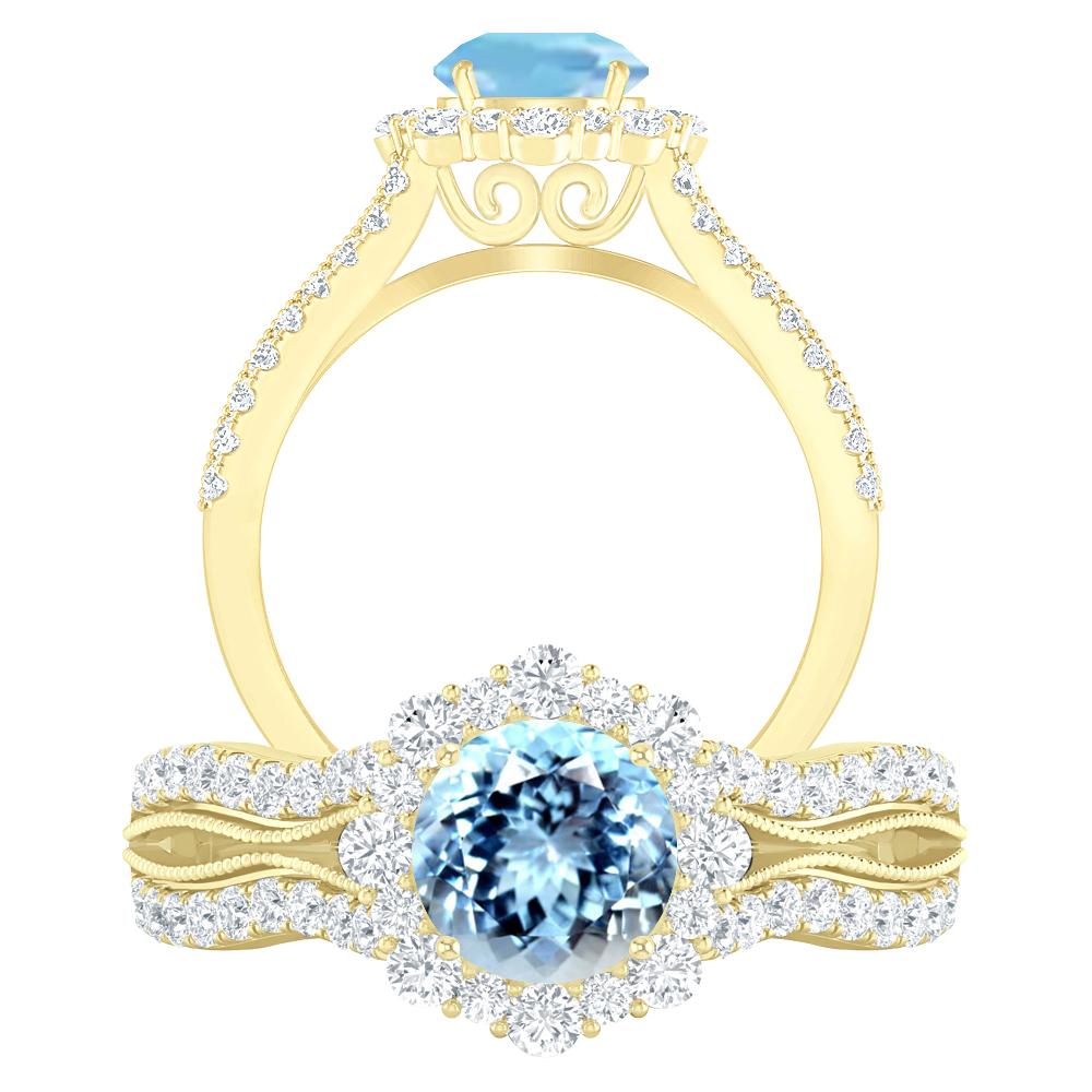 Yellow Gold - Aquamarine