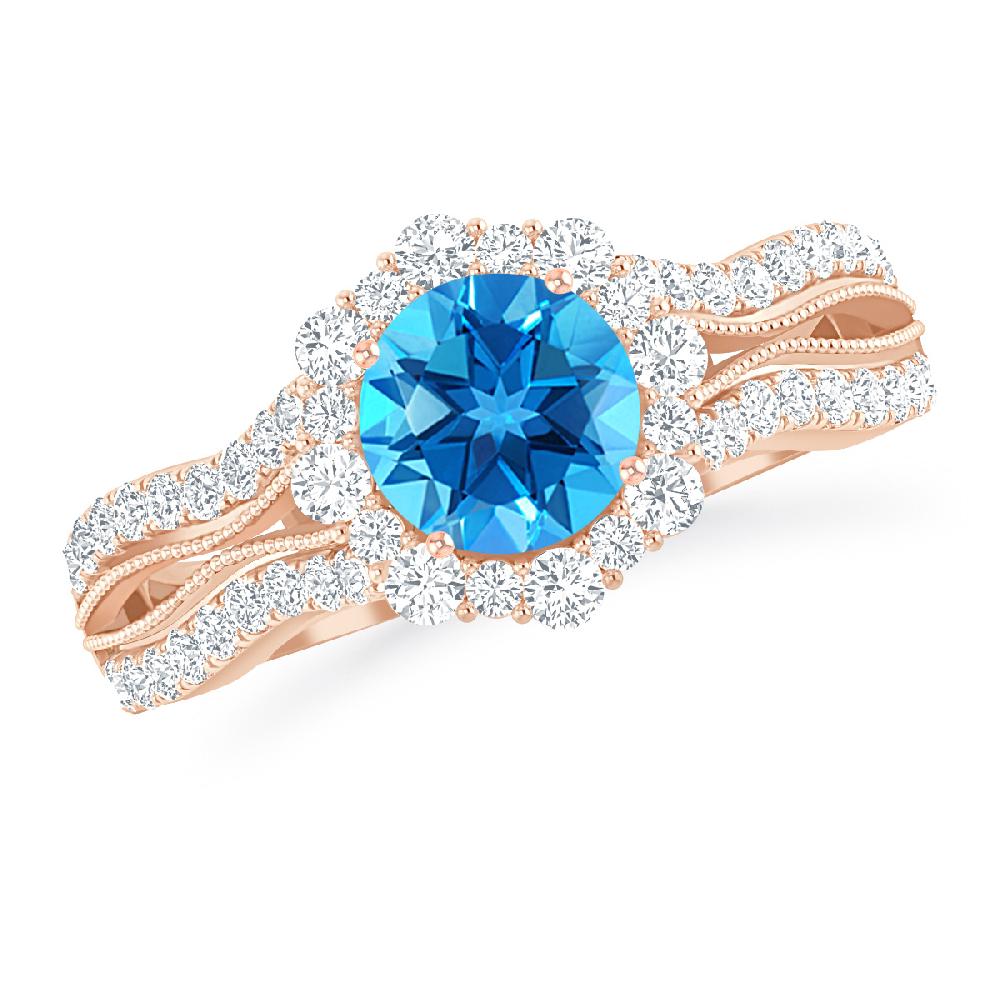 Rose Gold - Blue Topaz