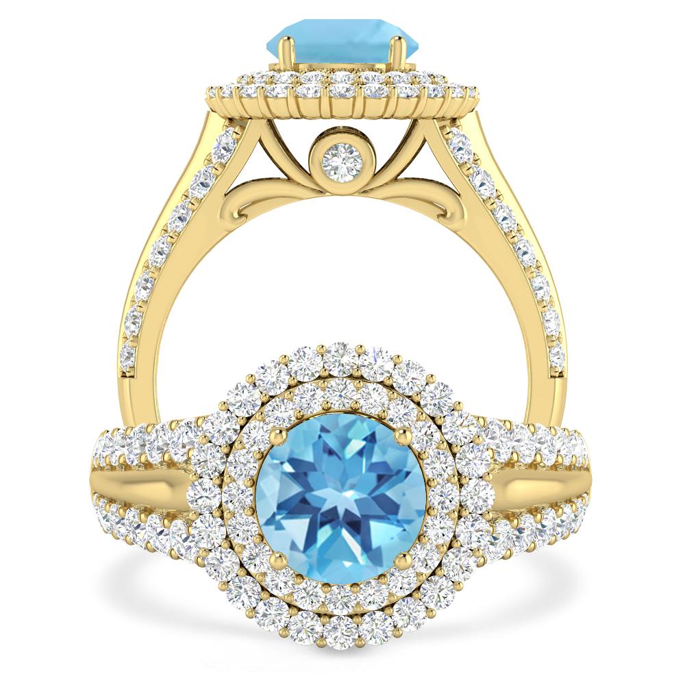 Yellow Gold - Blue Topaz