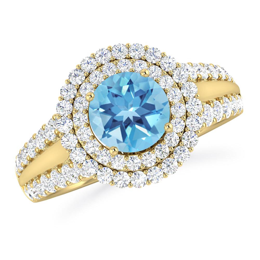 Yellow Gold - Blue Topaz