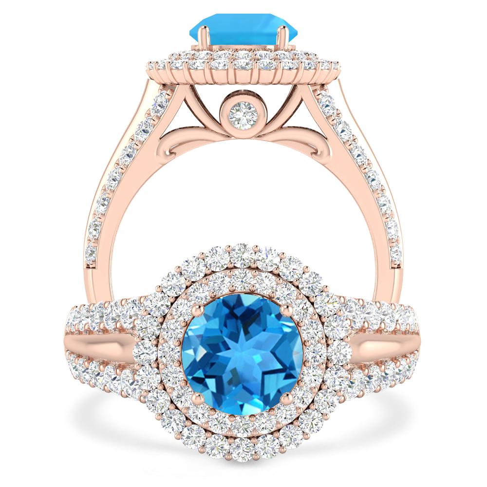 Rose Gold - Blue Topaz