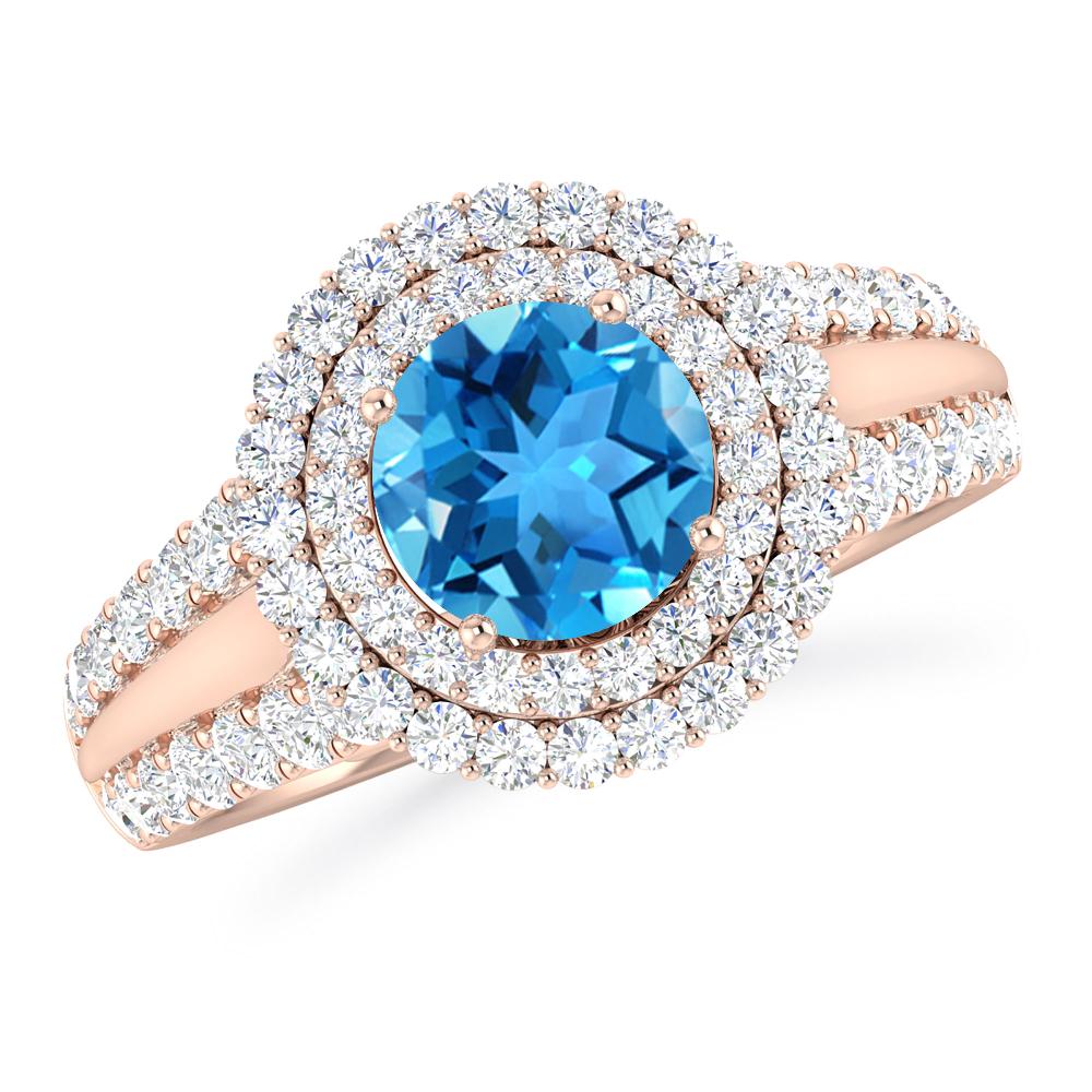 Rose Gold - Blue Topaz